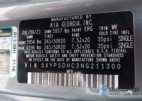 2022 Kia Telluride Sx z USA, uszkodzony, nr VIN 5XYP5DHC3NG211300